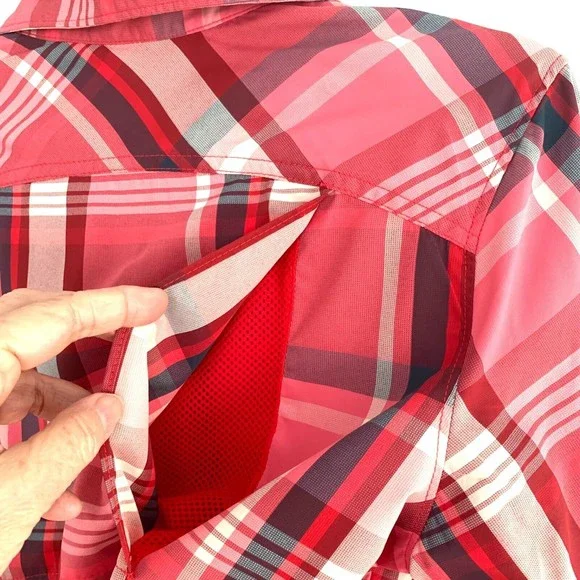 COLUMBIA Wm's L Omni-Shade Nylon Shirt Quick Dry Vented Fish Hike Camp Outdoors - Picture 10 of 12